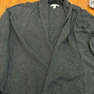 Liz Claiborne NY Gray Cotton Cashmere Lightweight Open Front Cardigan Size L